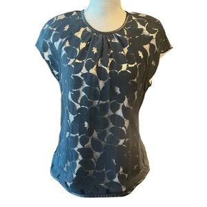 Due Per Due Black Lace Over Satin Top. Size M